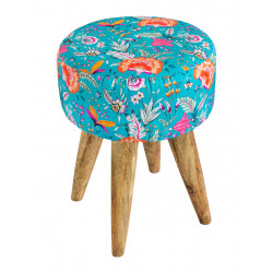 Tabouret rond tissu imprimé Pondichery - Bibop et Lula