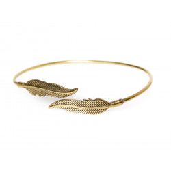 Jonc, bracelet laiton duo de plumes - Bibop et Lula
