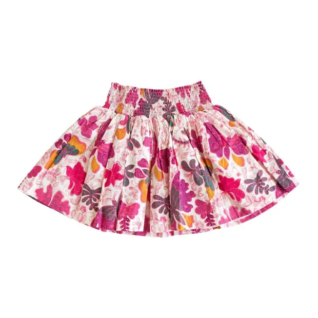 Jupe qui tourne coton Papillons roses