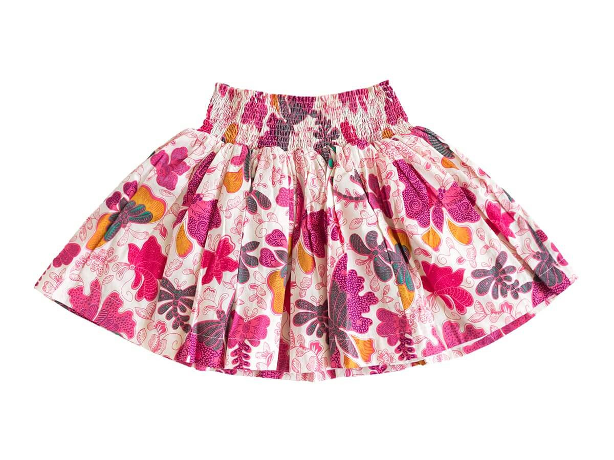 Jupe qui tourne rose p le motif papillons roses