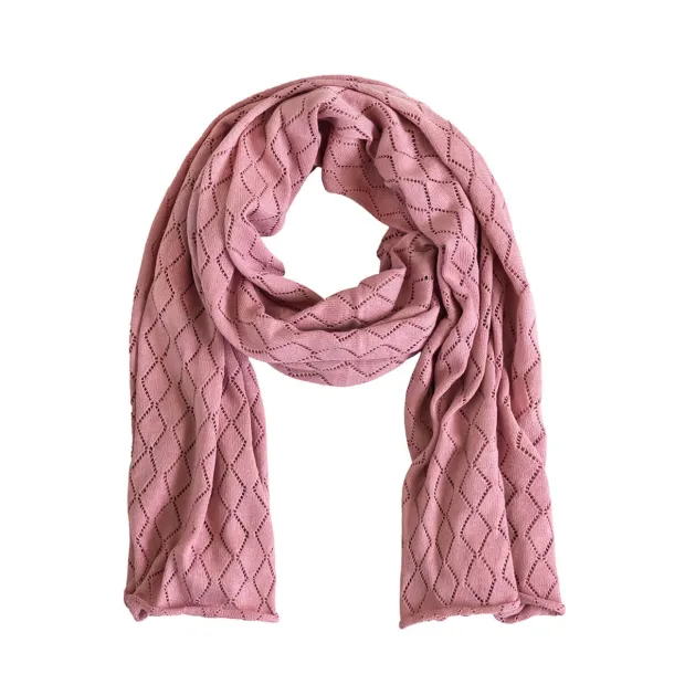 Etole en coton ajourée Vieux rose