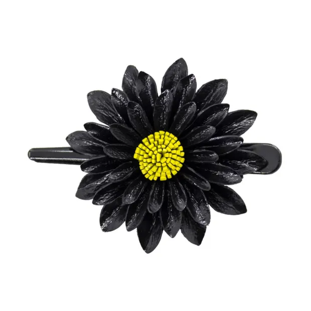 Barrette cuir Dahlia noir