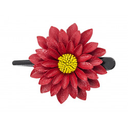 Barrette cuir Dahlia rouge - Bibop et Lula