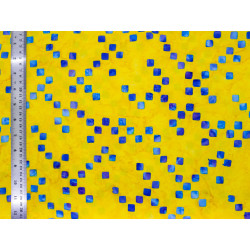 Coton Batik Damier jaune et bleu - Bibop et Lula