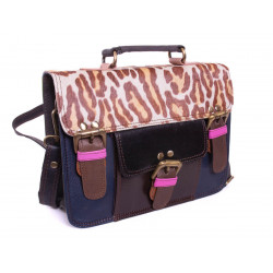 Sac en cuir recyclé Petit cartable foncé - Bibop et Lula
