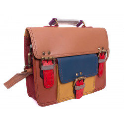 Sac en cuir recyclé Petit cartable Marron - Bibop et Lula