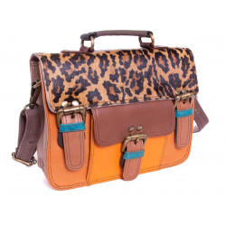 Sac en cuir recyclé Petit cartable Orangé - Bibop et Lula