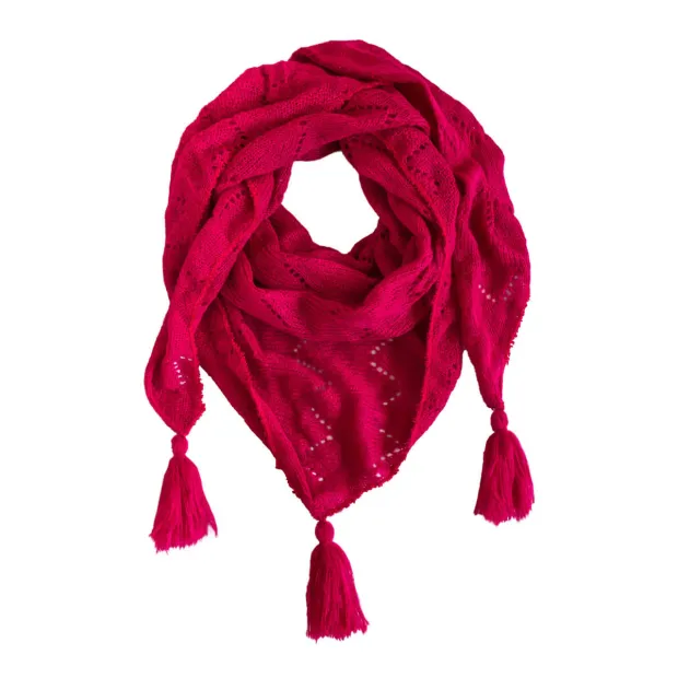 Echarpe triangle laine Cerise