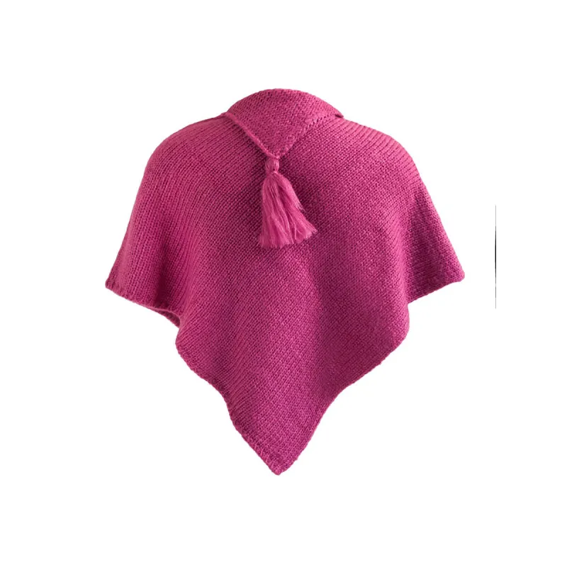 Poncho laine bébé Rose Framboise