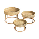 Trio tables basses plateau rosace naturelle - Bibop et Lula