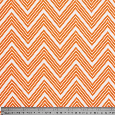 Coupon tissu zig zag orange