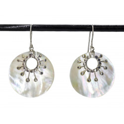 Boucles d'oreilles fleuries rondes Nacre - Bibop et Lula