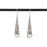 Boucles d'oreilles pendantes, perle Nacre - Bibop et Lula