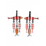 Boucles d'oreilles Sardine family rouge orangé - Bibop et Lula