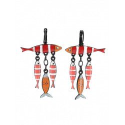 Boucles d'oreilles Sardine family rouge orangé - Bibop et Lula