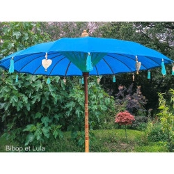 Parasol balinais toile coton bleu - Bibop et Lula