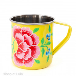 Tasse inox peinte à la main Edira jaune - Bibop et Lula