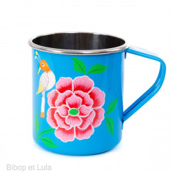 Tasse inox peinte à la main Kalas bleu - Bibop et Lula