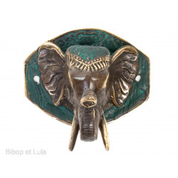 Patère, porte-manteau mural, bronze, Eléphant d'Asie - Bibop et Lula
