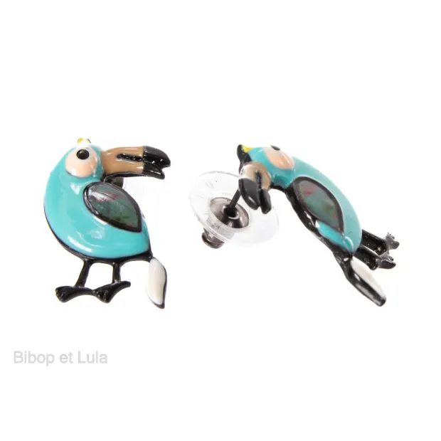 Boucles d'oreilles clous Toucan bleu