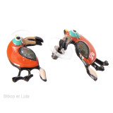 Boucles d'oreilles clous Toucan orange - Bibop et Lula