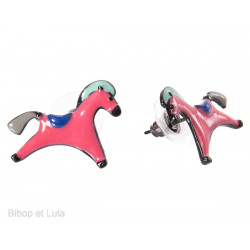 Boucles d'oreilles clous Cheval rose - Bibop et Lula