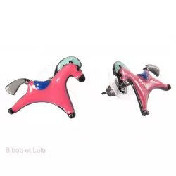 Boucles d'oreilles clous Cheval rose - Bibop et Lula