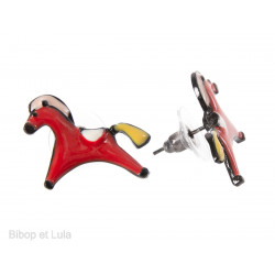 Boucles d'oreilles clous Cheval rouge - Bibop et Lula