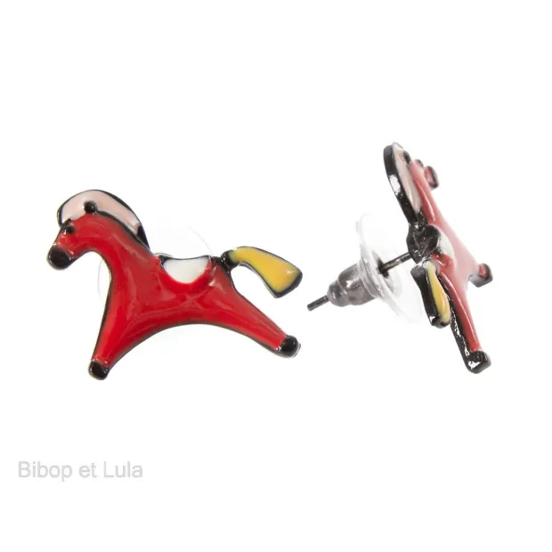 Boucles d'oreilles clous Cheval rouge