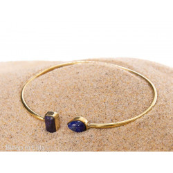 Jonc, bracelet laiton Lapis lazuli - Bibop et Lula