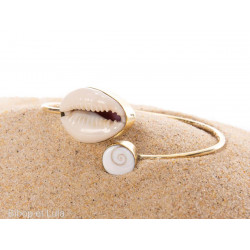 Jonc, bracelet laiton Perle de coquillage - Bibop et Lula