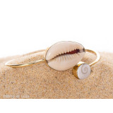 Jonc, bracelet laiton Perle de coquillage - Bibop et Lula