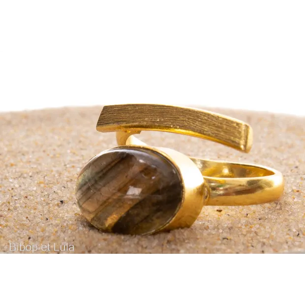 Bague laiton forme Agate mousse