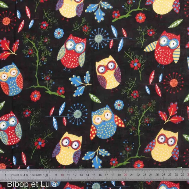 Coupon tissu Hiboux