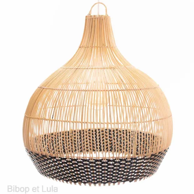 Suspension rotin Wayan noir, 40 cm de diamètre