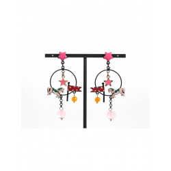 Boucles d'oreilles Carrousel rose - Bibop et Lula