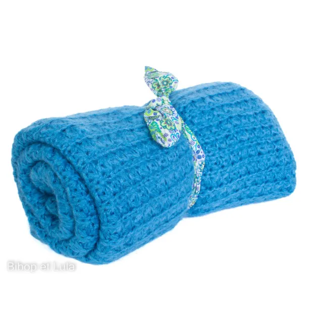 Couverture, plaid laine tricotée Ciel