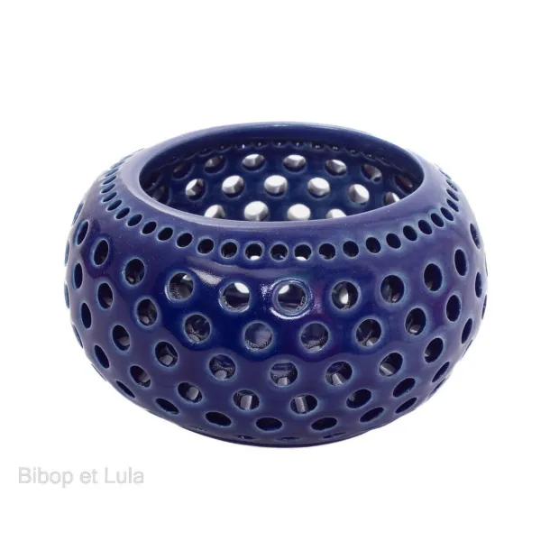 Photophore céramique bleu marine