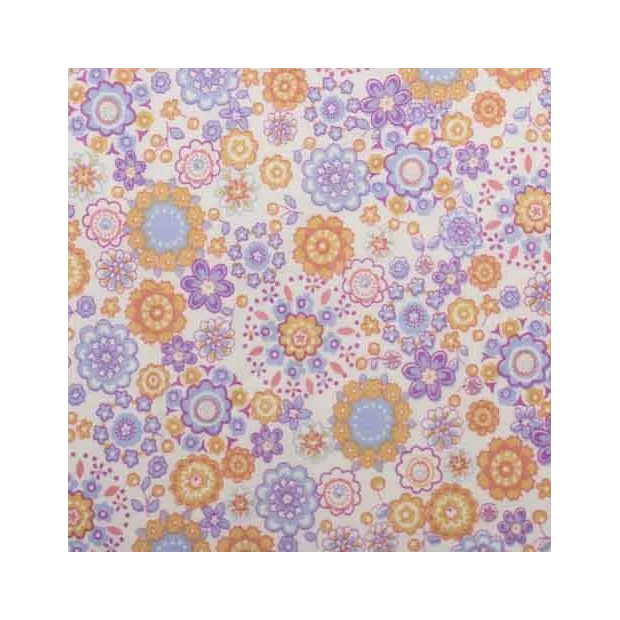 Tissu coton flora lila
