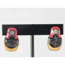 Boucles d'oreilles Poupée Russe Rouge - Bibop et Lula