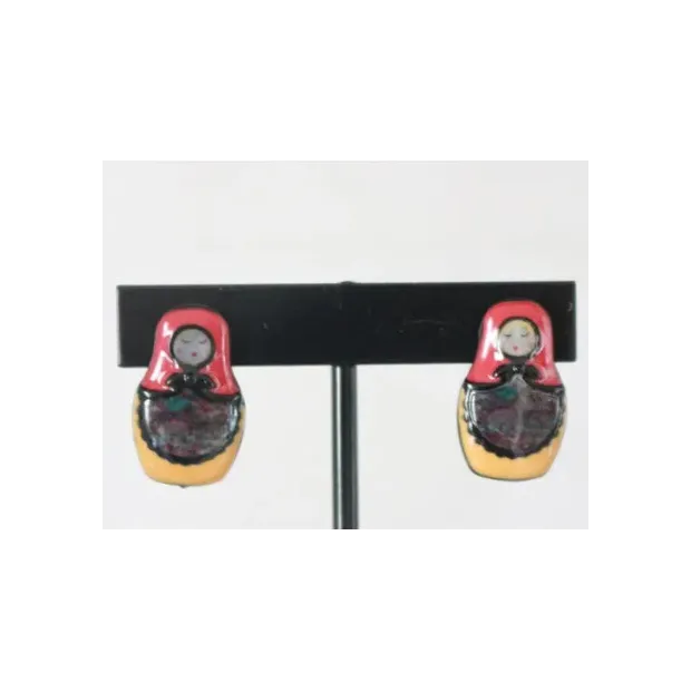 Boucles d'oreilles Poupée Russe Rouge