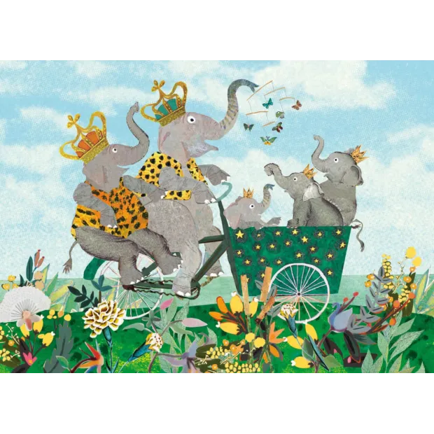 Carte Postale Famille d'éléphants