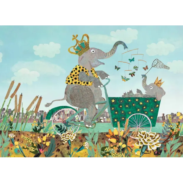 Carte Postale Elephant Vélo Cargo
