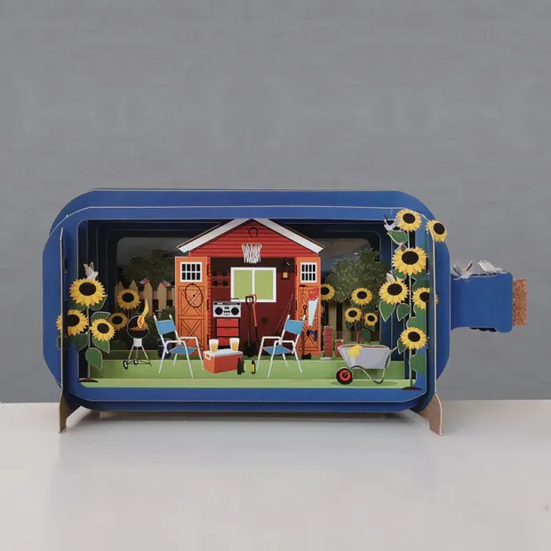 3D Pop Up Carte Abri de Jardin