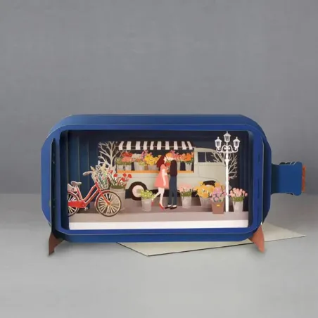 3D Pop Up Carte Romance et Fleurs