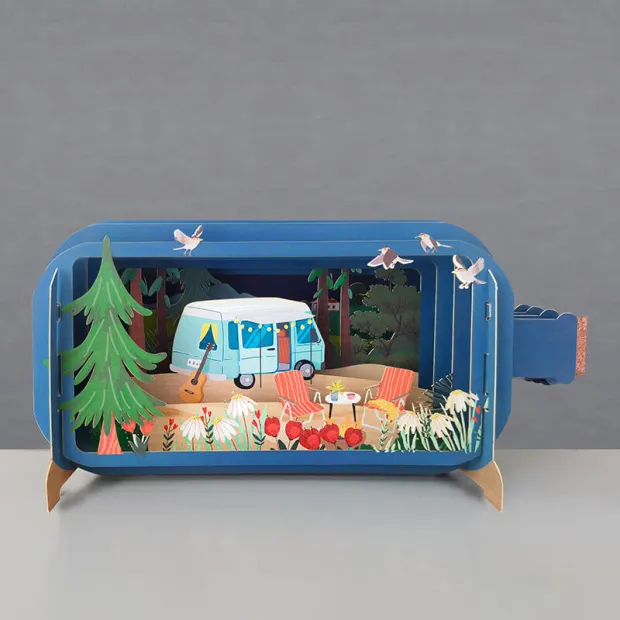 3D Pop Up Carte Caravane