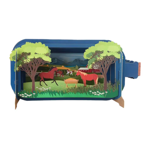 3D Pop Up Carte Chevaux