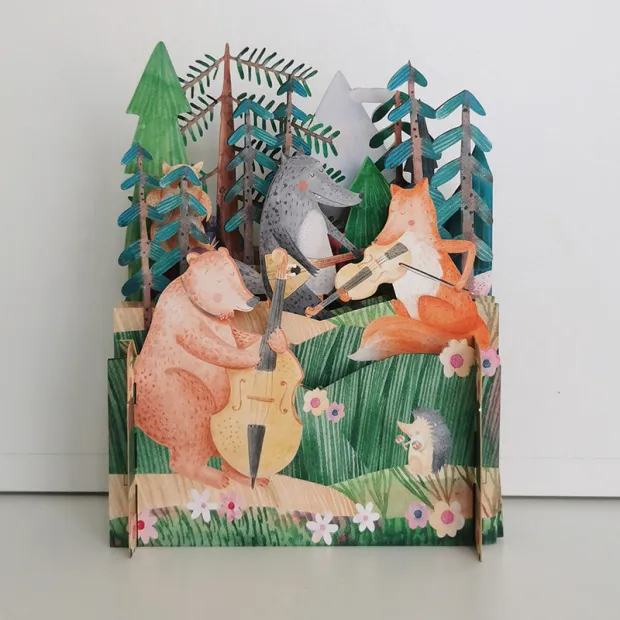 3D Pop Up Carte Anniversaire à la Forêt