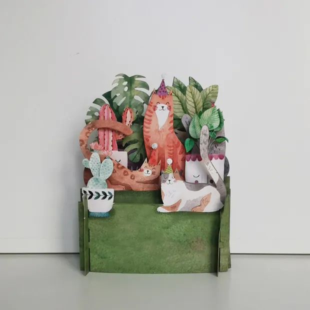 3D Pop Up Carte Anniversaire Chats