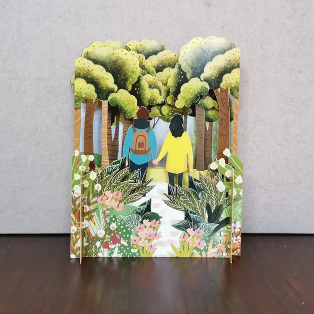 3D Pop Up Carte Anniversaire Balade en amoureux